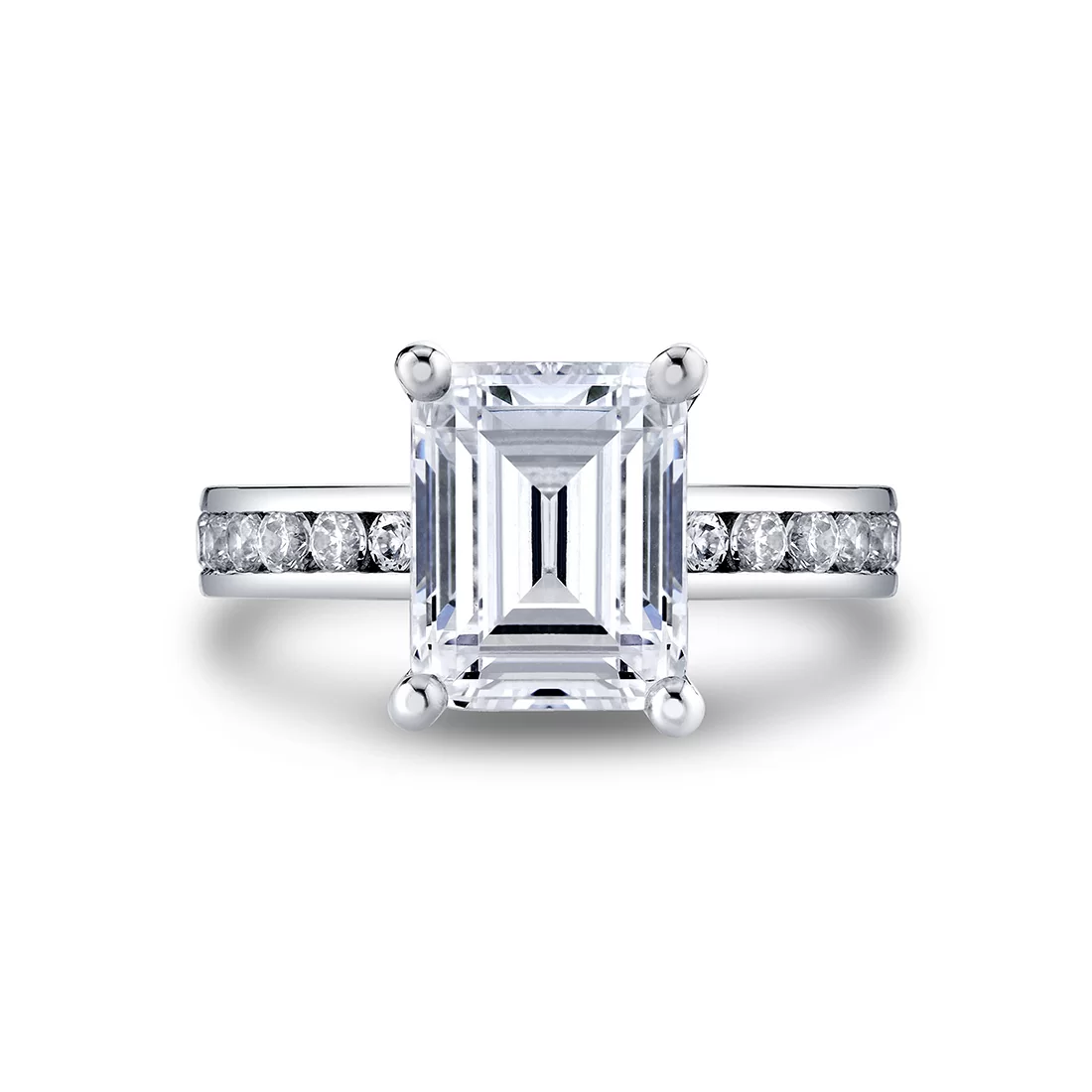 White Gold Auravie Channel Set Round Diamond Engagement Ring - Juno