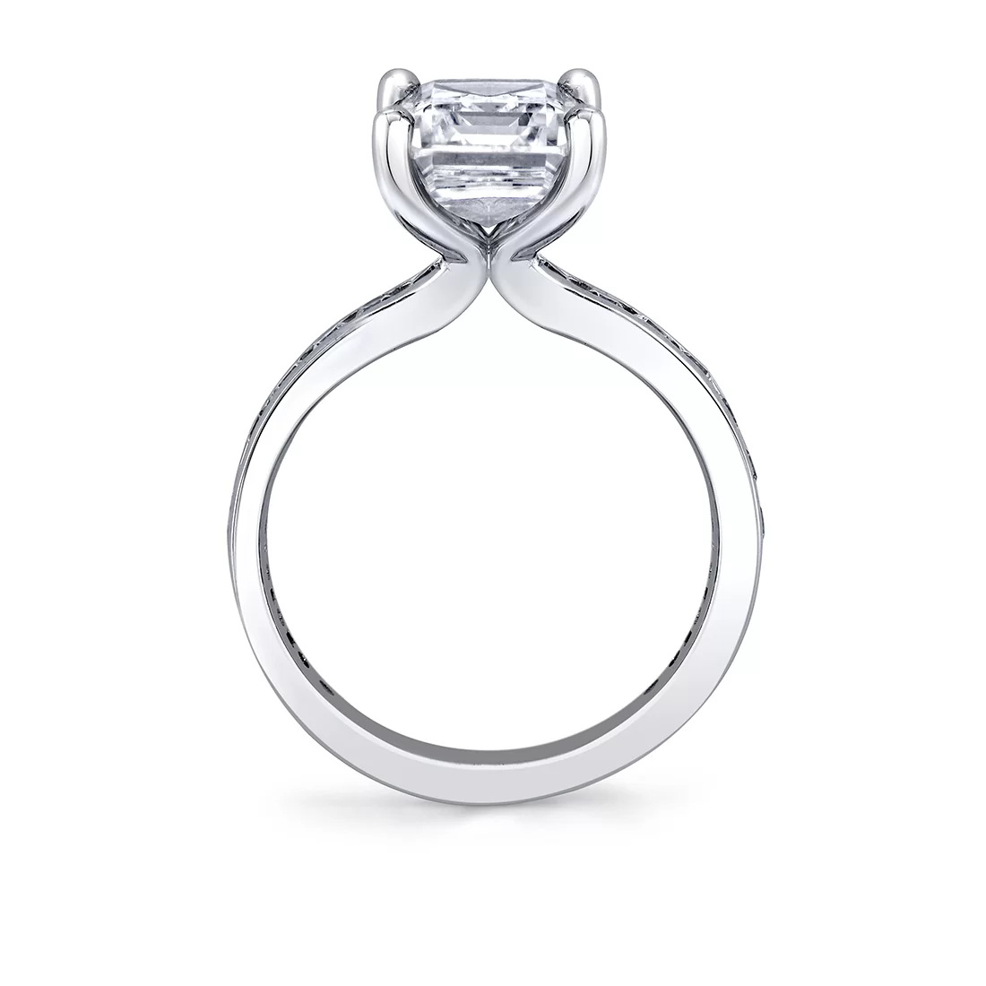 White Gold Auravie Channel Set Round Diamond Engagement Ring - Juno