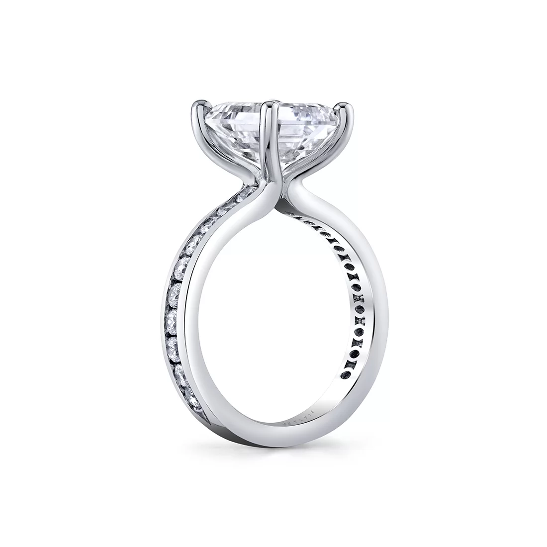 White Gold Auravie Channel Set Round Diamond Engagement Ring - Juno