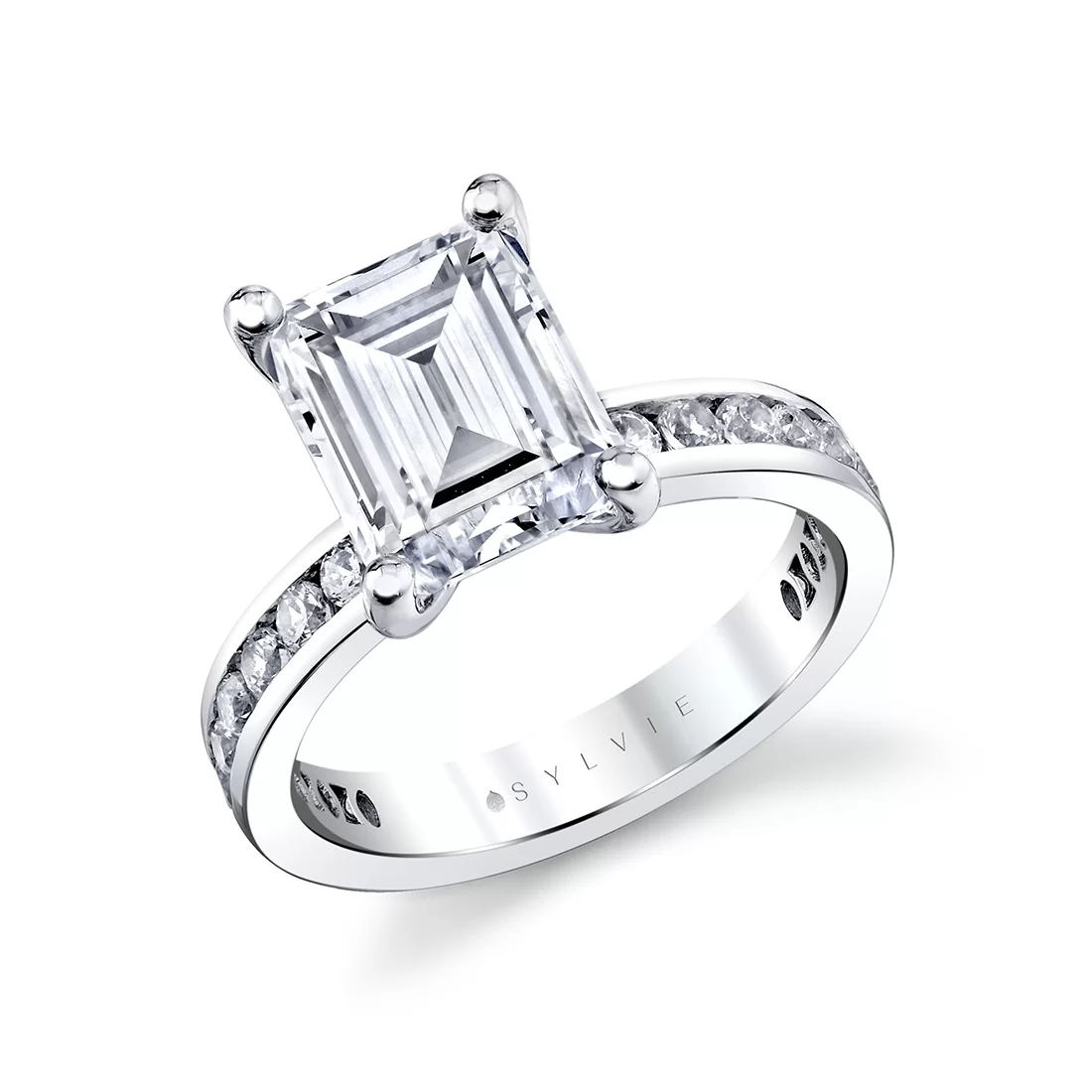 White Gold Auravie Channel Set Round Diamond Engagement Ring - Juno