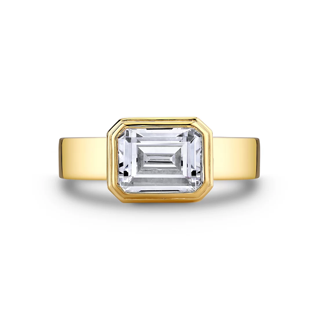 Yellow Gold Auravie Flat Edge Bezel Solitaire Engagement Ring - Pippa