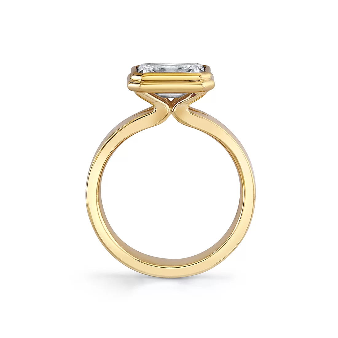 Yellow Gold Auravie Flat Edge Bezel Solitaire Engagement Ring - Pippa