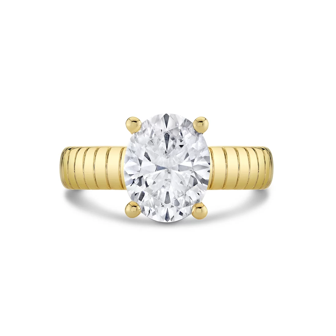 Yellow Gold Auravie Engraved Solitaire Engagement Ring - Marin