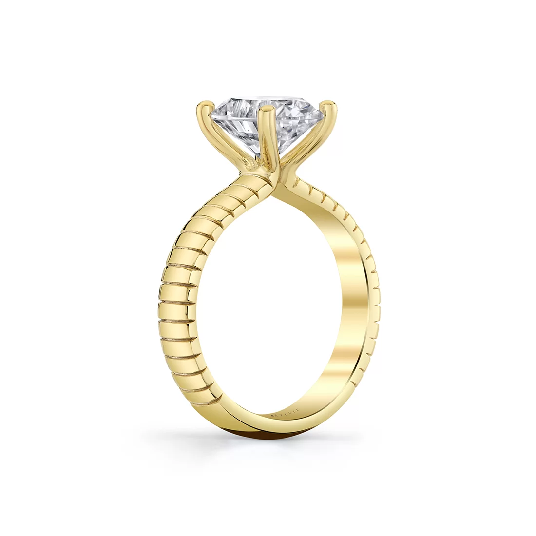Yellow Gold Auravie Engraved Solitaire Engagement Ring - Marin