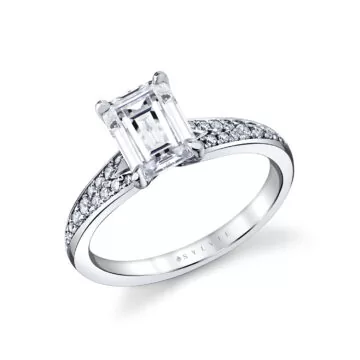 White Gold Auravie Channel Set Double Row Split Shank Engagement Ring - Skye