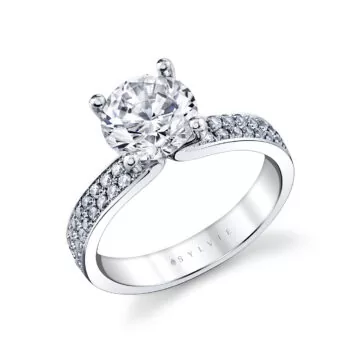 White Gold Auravie Channel Set Double Row Diamond Engagement Ring - Lacey