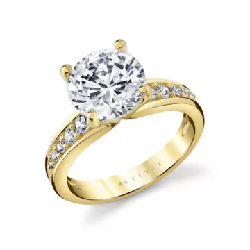 Yellow Gold Auravie Channel Set Graduated Diamond Engagement Ring - Kalla