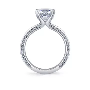 White Gold Auravie Flush Set Diamond Split Shank Engagement Ring - Cora