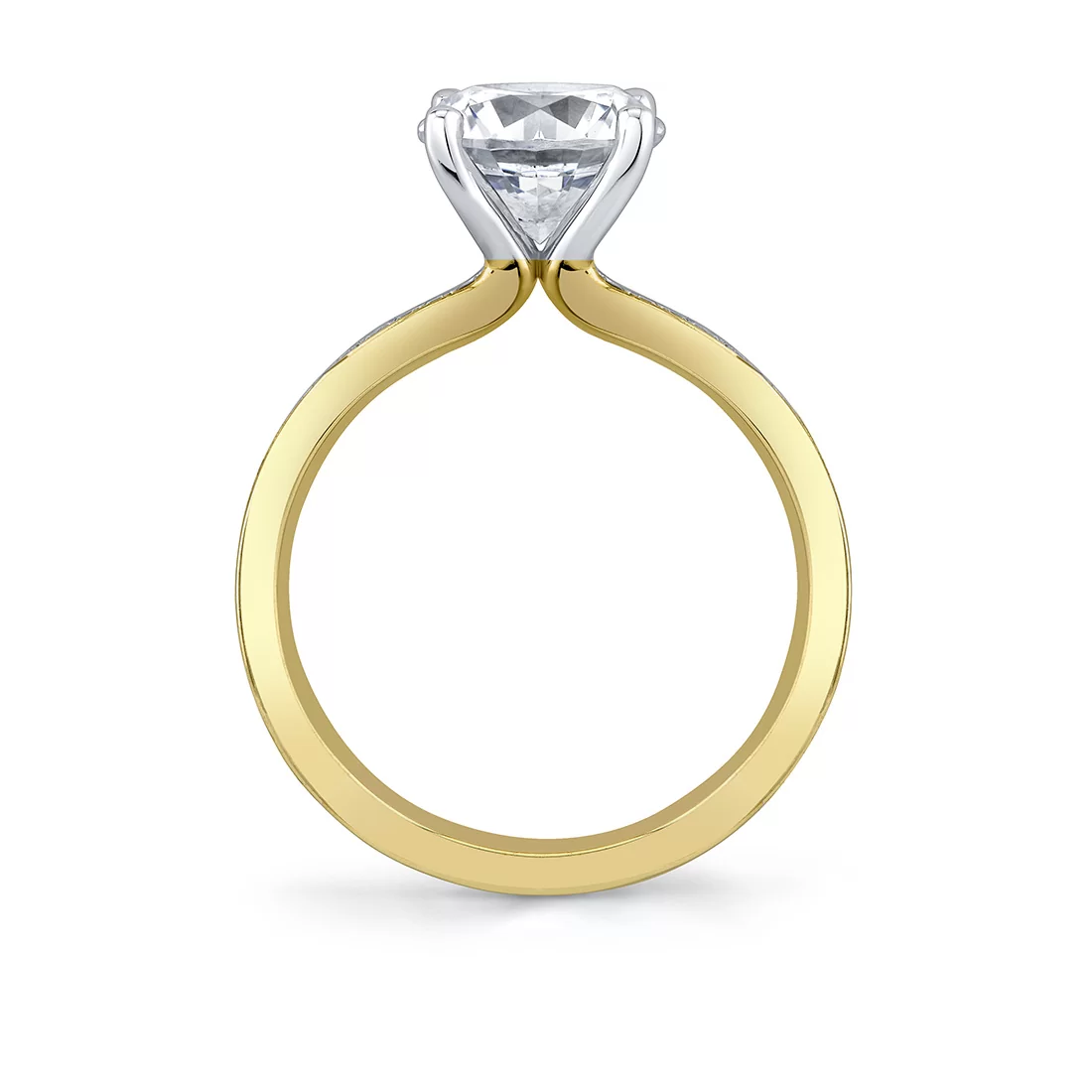 White Gold/Yellow Gold Auravie Flush Set Diamond Two Tone Engagement Ring - Reese