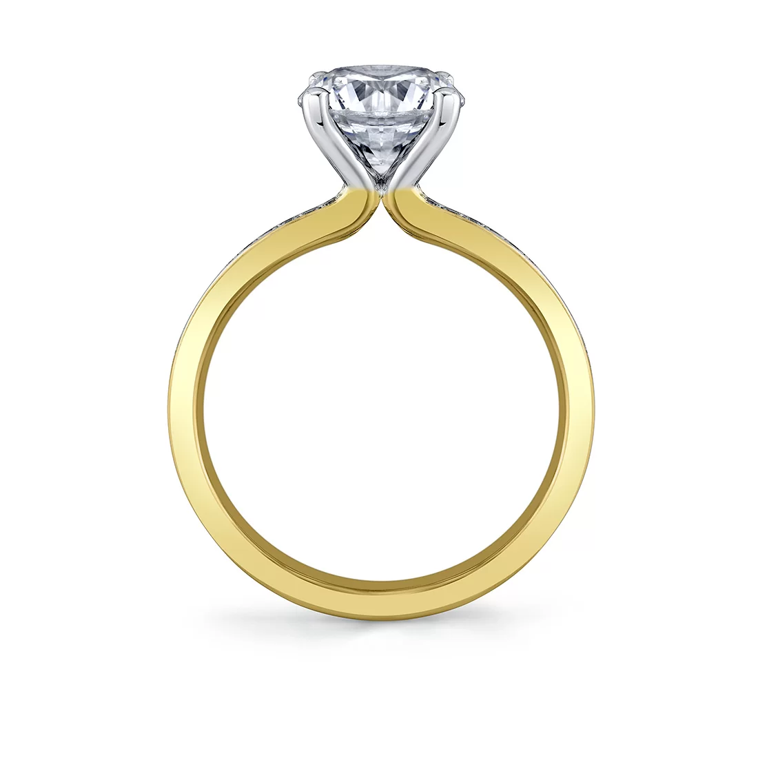 White Gold/Yellow Gold Auravie Flush Set Diamond Two Tone Engagement Ring - Oriana