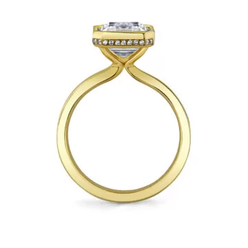 Yellow Gold Auravie Bezel Solitaire Hidden Halo Engagement Ring - Jean