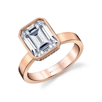 Yellow Gold Auravie Bezel Solitaire Hidden Halo Engagement Ring - Jean