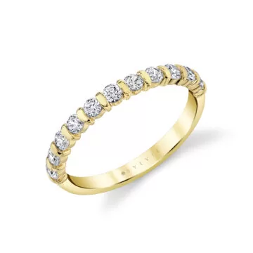 yellow gold bar set diamond wedding ring