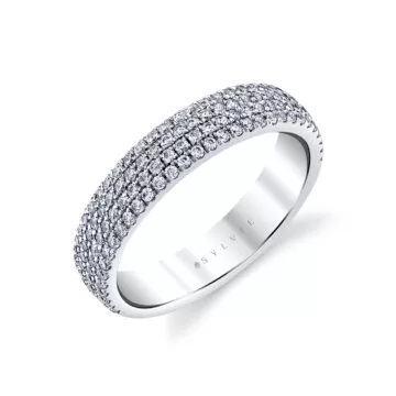 White Gold Heritage Four Row Pavé Diamond Wedding Ring