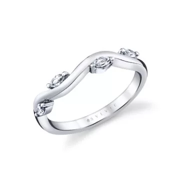 White Gold/Yellow Gold Tulira Marquise Diamond Leaf Wedding Ring