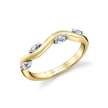 White Gold/Yellow Gold Tulira Marquise Diamond Leaf Wedding Ring