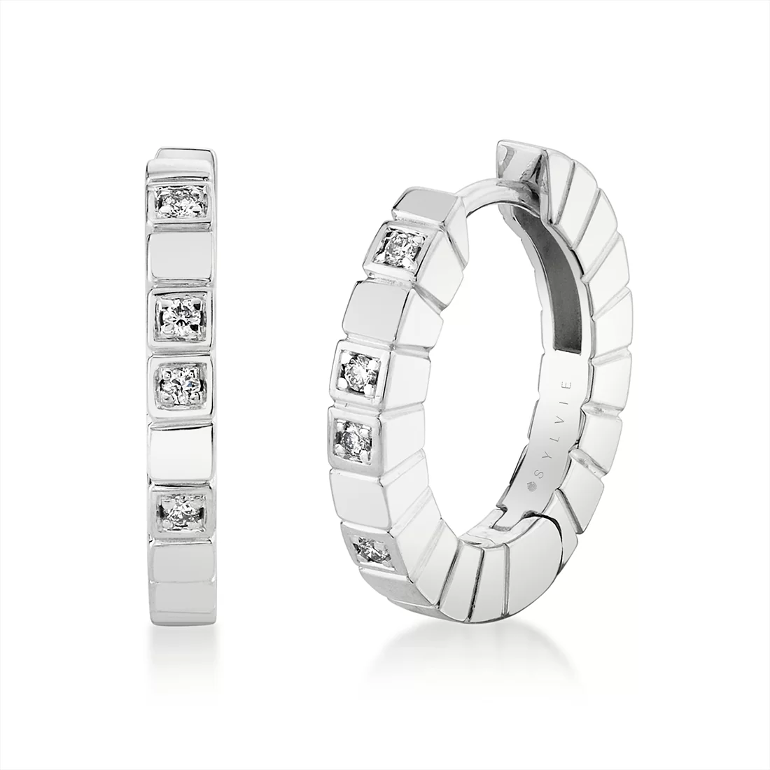 Yellow Gold Linéaire Geometric Diamond Hoop Earrings