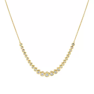 Yellow Gold Shell Héritage Graduated Diamond Bezel Necklace