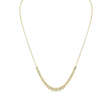 Yellow Gold Shell Héritage Graduated Diamond Bezel Necklace