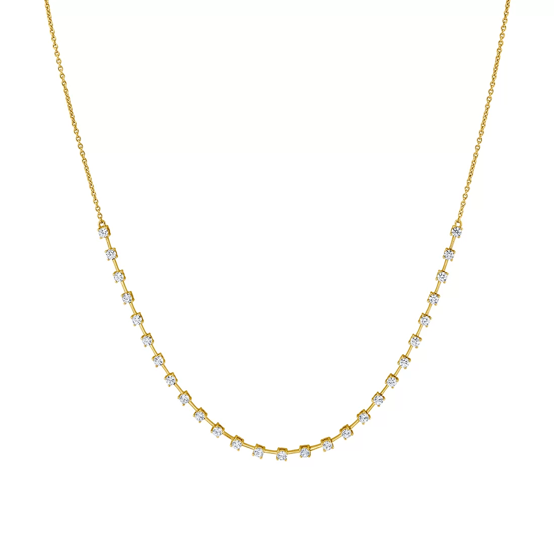 Yellow Gold Éternelle Spaced Diamond Necklace