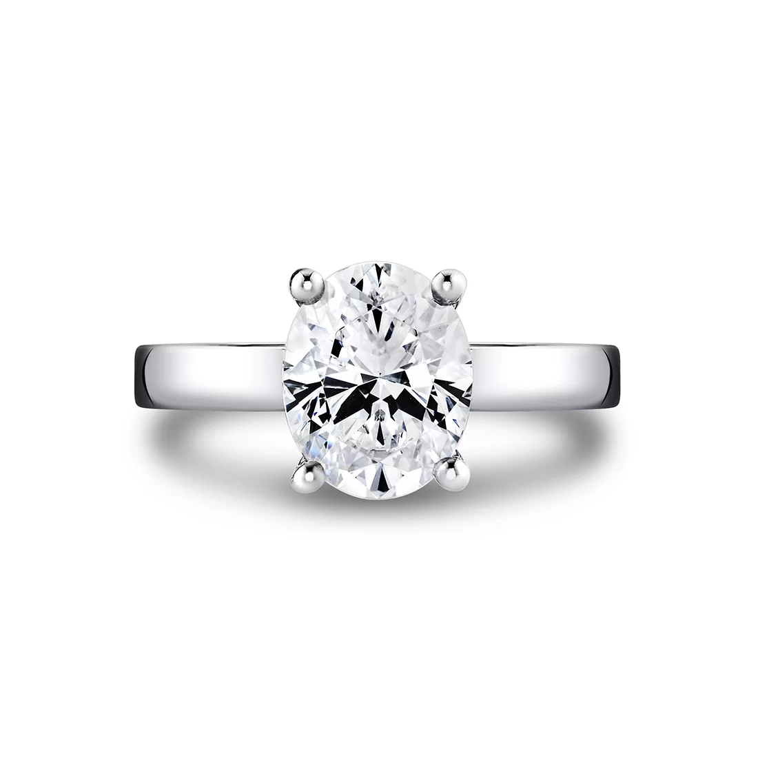 White Gold Oval Cut Flat Edge Solitaire Engagement Ring - Ember
