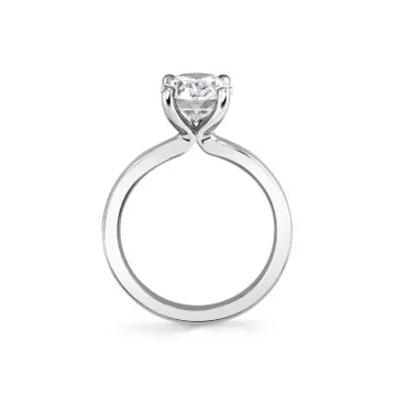 White Gold Oval Cut Flat Edge Solitaire Engagement Ring - Ember