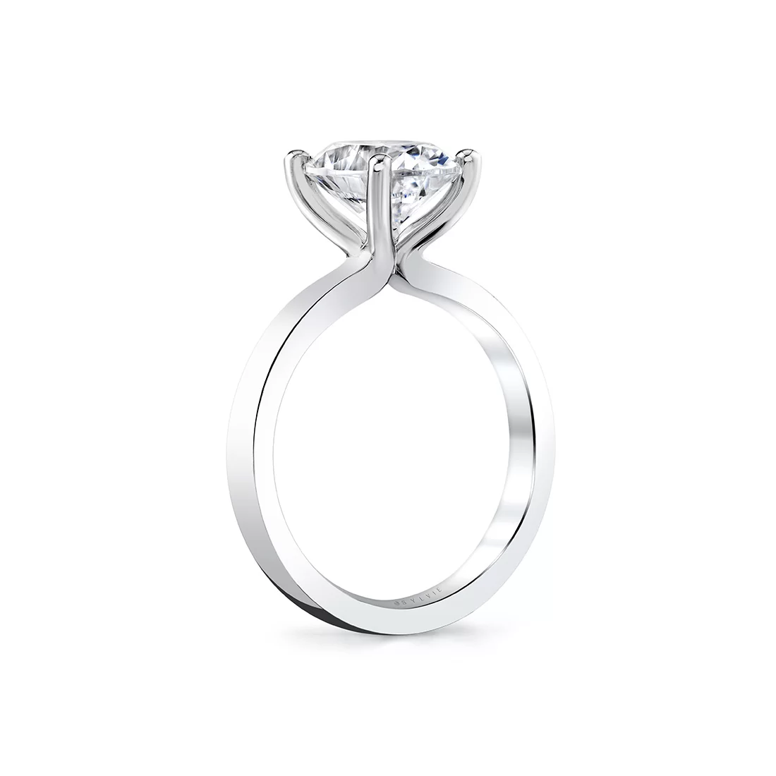 White Gold Oval Cut Flat Edge Solitaire Engagement Ring - Ember