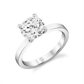 Yellow Gold Round Cut Flat Edge Solitaire Engagement Ring - Harlow