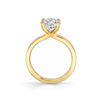 Yellow Gold Round Cut Flat Edge Solitaire Engagement Ring - Harlow