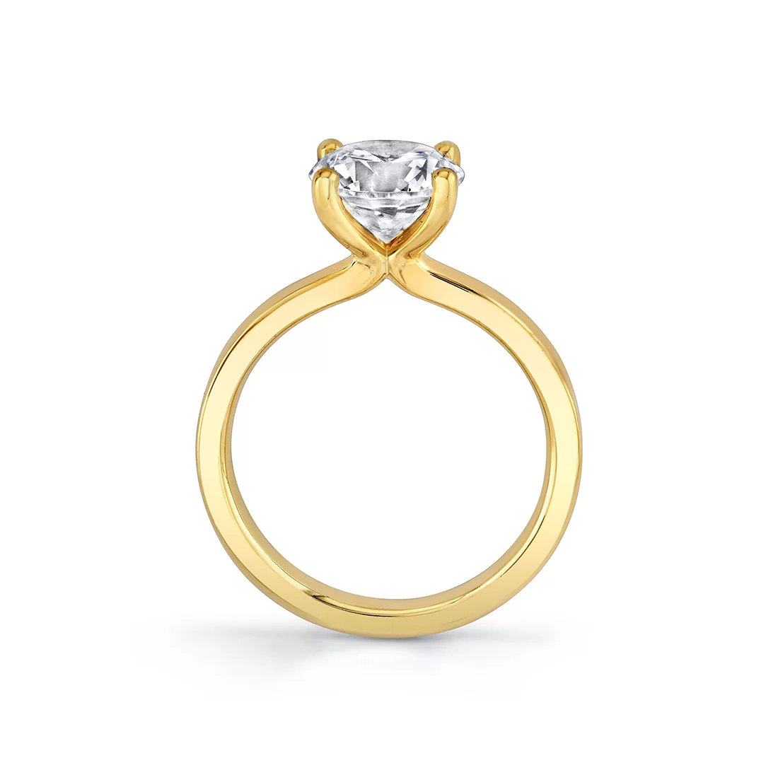 Yellow Gold Round Cut Flat Edge Solitaire Engagement Ring - Harlow