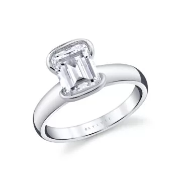 Yellow Gold Shell Auranova Sirena Half Bezel Solitaire Engagement Ring - Aureline