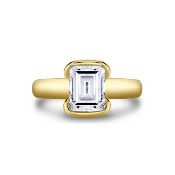 Yellow Gold Shell Auranova Sirena Half Bezel Solitaire Engagement Ring - Aureline