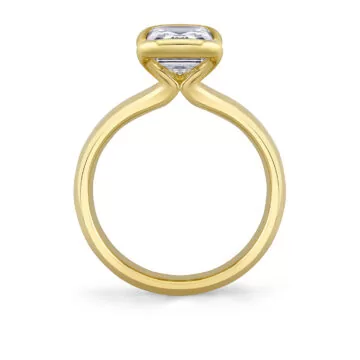 Yellow Gold Shell Auranova Sirena Half Bezel Solitaire Engagement Ring - Aureline