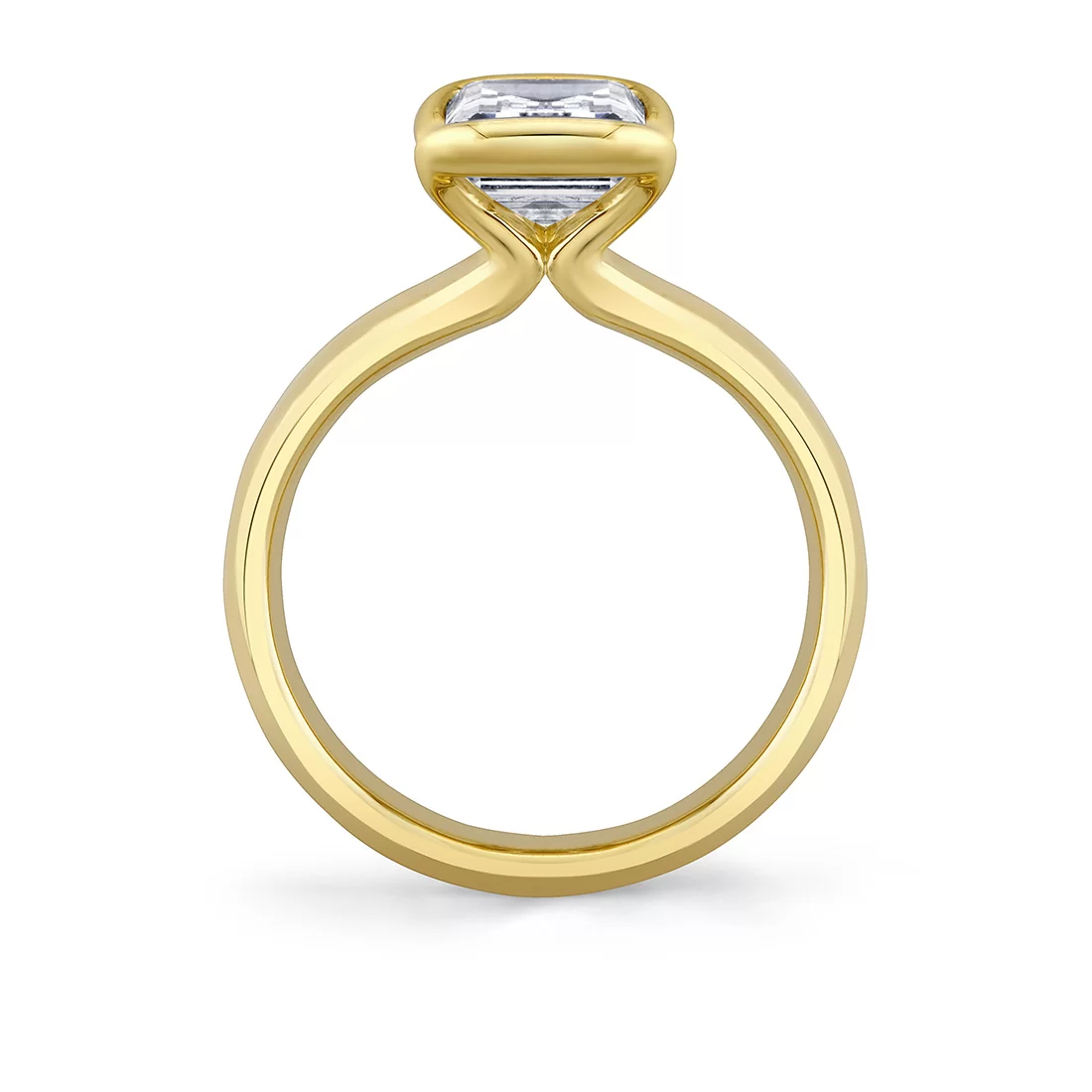 Yellow Gold Shell Auranova Sirena Half Bezel Solitaire Engagement Ring - Aureline