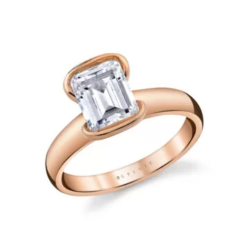 Yellow Gold Shell Auranova Sirena Half Bezel Solitaire Engagement Ring - Aureline