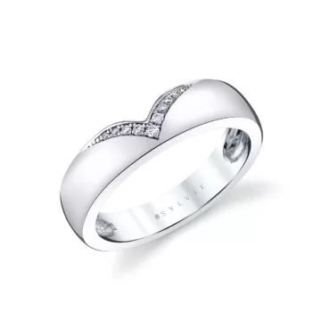 White Gold/Yellow Gold Two Tone Curved Diamond Wedding Ring