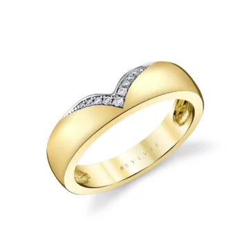 White Gold/Yellow Gold Two Tone Curved Diamond Wedding Ring