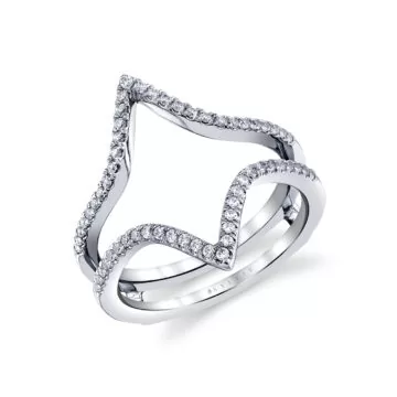 White Gold Chevron Diamond Wedding Ring Enhancer