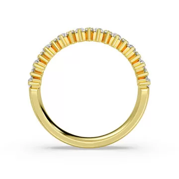 Yellow Gold Alternating Baguette and Round Diamond Wedding Ring