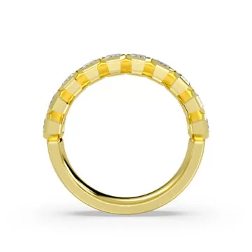 Yellow Gold Bezel Set Emerald Diamond Wedding Ring - 1.50 CT