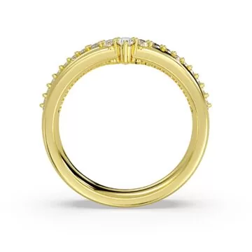 Yellow Gold Double Band Curved Diamond Wedding Ring