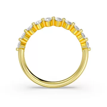Yellow Gold Heritage Shared Prong Marquise Diamond Wedding Ring