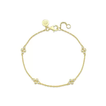 Yellow Gold Tulira Bezel Clover Station Diamond Bracelet