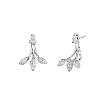 Yellow Gold Tulira Floral Marquise Diamond Earring Jackets