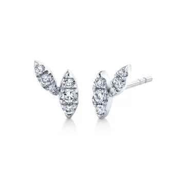 White Gold/Yellow Gold Tulira Leaf Diamond Stud Earrings