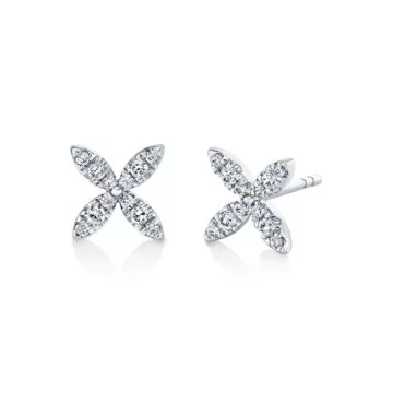 White Gold/Yellow Gold Tulira Floral Diamond Stud Earrings