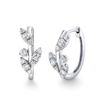 White Gold/Yellow Gold Tulira Leaf Diamond Huggies