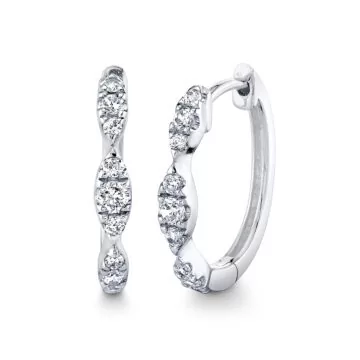 White Gold/Yellow Gold Tulira Leaf Diamond Hoop Earrings