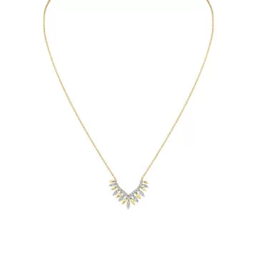 White Gold/Yellow Gold Tulira Two Tone Floral Diamond Necklace