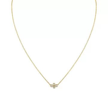 Yellow Gold Tulira Bezel Clover Diamond Necklace